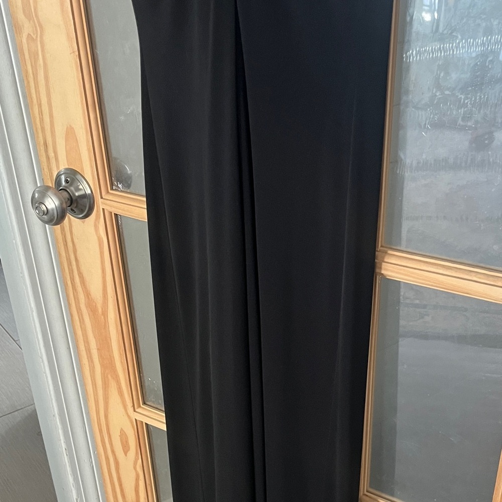 Laundry satin trim  Black Maxi Dress Gown deep v neck size 2 - Picture 5 of 9